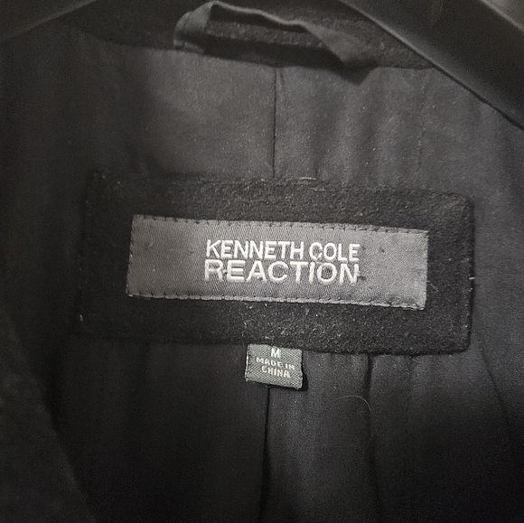 KENNETH COLE MENS M Black Overcoat wool - Picture 3 of 6